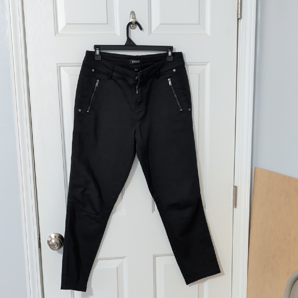 Black DKNY Zip Pocket Ankle Pants
